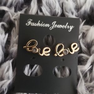 Gold-filled Love letter shaped stud earrings